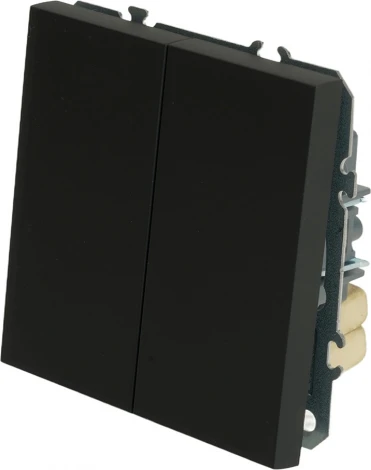 Переключатель двухклавишный (черный) Stekker Эмили 49843