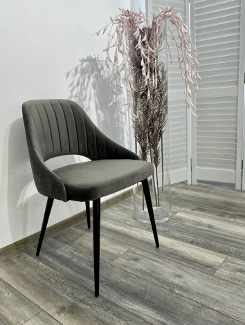 Обеденный стул M-City FANTINE-LS ГРАФИТ #14, велюр / черный каркас