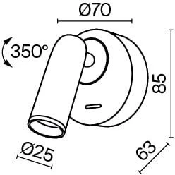 Настенный светильник (бра для чтения) Mirax 3000К 3Вт IP 20 LED Maytoni Technical C038WL-L3W3K (220V, выключатель)