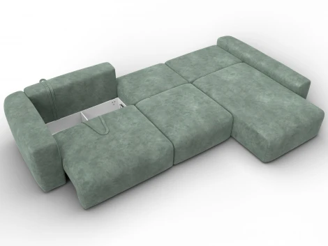 Диван угловой Лига-066 НПБ Лонг угол правый (ЛДСП,Фанера,Брус,Велюр/Зеленый) Лига Диванов 131218