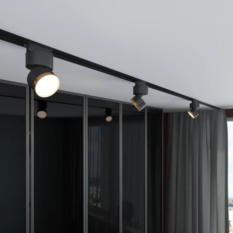 Трековый светильник Elektrostandard Impact 85514/01 чёрный матовый/золото 10W 4200K однофазный (LED, 220V, круглые)