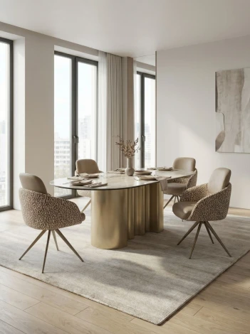 Стул ГРЕЙС (GRACE) 360 град., цвет ЛАТТЕ PENA-110 / HUNTER-120, ткань / ШАМПАНЬ каркас, ®DISAUR M-City 64842