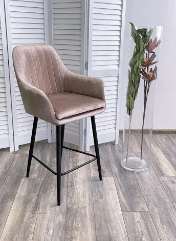 Полубарный стул Роден Blitz 05 Серо-бежевый, велюр (H=65cm)