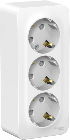 Розетка накладная тройная с заземлением и шторками (белый) Systeme Electric Blanca BLNRA011311