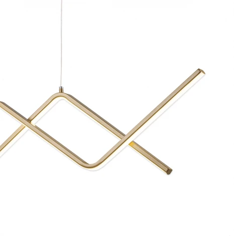 Подвесной светодиодный светильник Escada Zigzag 10208/S LED 50Вт, металл/силикон, золото (регулировка яркости, 220V, пульт управления, на проводе)