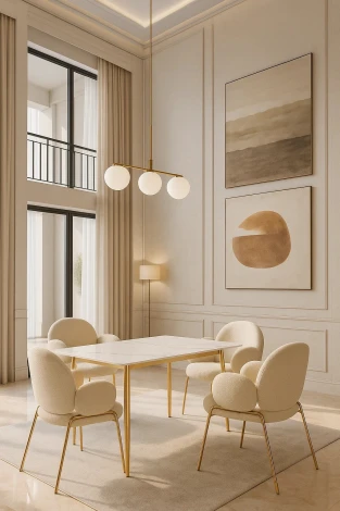 Стол обеденный Рио Голд DT-2849, 120х80х76 см, белый мрамор Статуарио/глянцевое золото