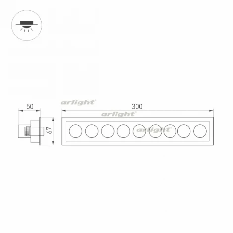 Светильник линейный встраиваемый LED MS-ORIENT-BUILT-TURN-TC-S67x300-20W Warm3000 (WH-BK, 30 deg, 230V) (Arlight, IP20 Металл) 031931
