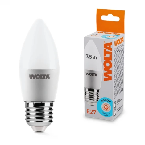 Светодиодная лампа 7.5Вт 6500K E27 Wolta 25WC7.5E27