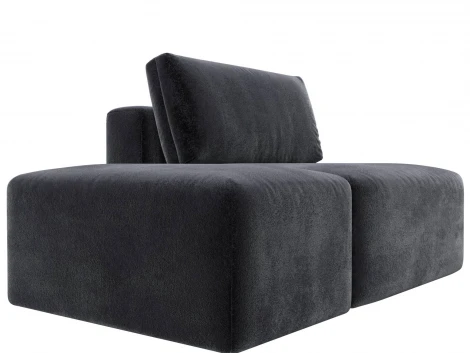 Модули диван и пуф Лига-060 НПБ (ЛДСП,Брус,Фанера,Велюр/Темно-серый) Лига Диванов 129592