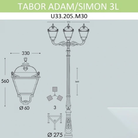 Наземный фонарь Fumagalli Simon U33.205.M30.AYH27 (220V, IP55)