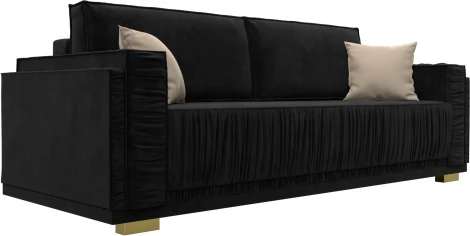 Диван прямой Лига-044 (Черный,Бежевый/Велюр) Лига Диванов арт.122255