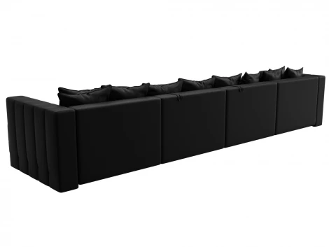 Диван П-образный Лига-052 НПБ Лонг (ЛДСП,Брус,Фанера/Пластик/Экокожа/Черный) Лига Диванов 129920