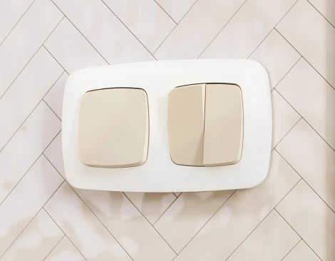 Лицевая панель Ambrella Volt OMEGA (Бежевый матовый) для 2-кл выключателей QUANT OP3230