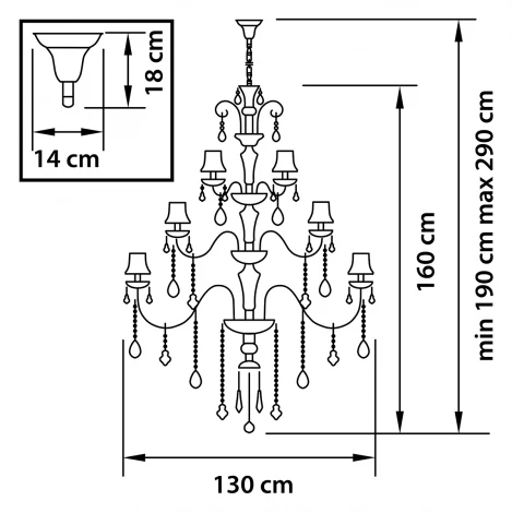 Подвесная большая люстра Osgona Nativo 715287 (220V, хрусталь, на цепи)