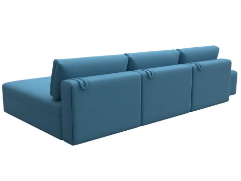 Диван угловой модульный с пуфом Лига-060 НПБ Лонг угол универсальный (ЛДСП,Брус,Фанера/Пластик/Рогожка/Голубой) Лига Диванов 129721