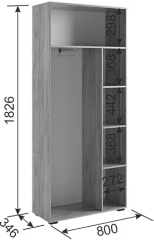 Прихожая "Бери К4" (1600х350х2226), цвет дуб крафт золотой/графит Mebelson (арт.ПК04Бери.2564)