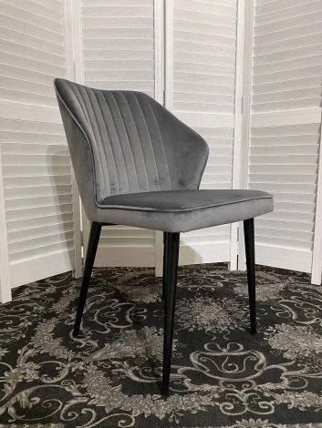 Стул SEATTLE-V СЕРЫЙ #27, велюр / черный каркас