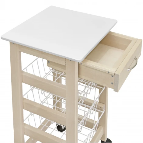 Тумба с ящиком и корзинами белый/лак Mebelik 008477