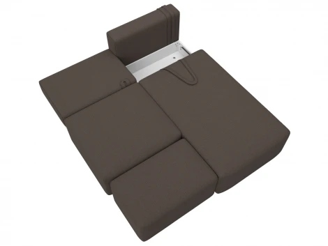 Диван угловой модульный с пуфом Лига-060 НПБ угол универсальный (ЛДСП,Брус,Фанера/Пластик/Рогожка/Коричневый) Лига Диванов 129699