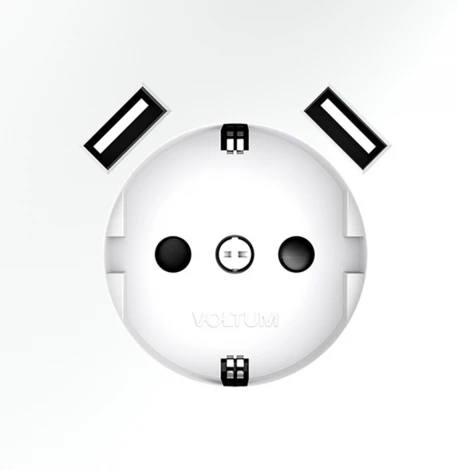 Розетка с заземлением, шторками и USBх2 (белый матовый) Voltum S70 VLS040402