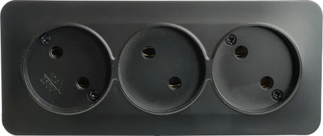 Розетка тройная без заземления (черный матовый) Stekker София 49500