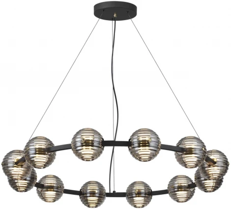 Подвесной светильник Odeon Light Troni LED 5041/120L черн./золото/дымчатый/металл/стекло 120W 4000К 9364Лм (220V, на тросе, шарики)
