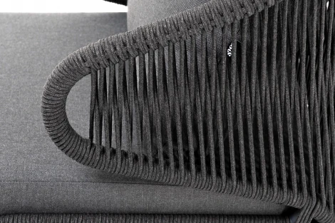 Лаунж-зона 4-местная плетеная из роупа (веревки), каркас алюминиевый серый, роуп темно-серый 4SIS Милан MILS2C2TJ-4-SET D-gray