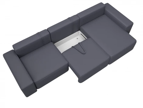 Диван угловой Лига-074 угол универсальный (ДСП/Пластик/Экокожа/Серый) Лига Диванов 129874