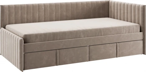 Кровать с ящиками Твикс (Тахта) 90х200 см Mebelson (ДСП,Велюр/Латте) арт.171564,2763