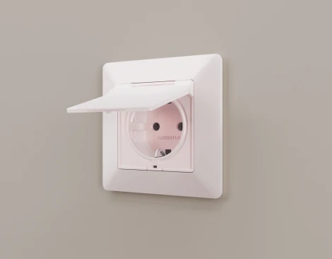 Лицевая панель Ambrella Volt ALFA (Жемчуг) для электрической розетки с заземлением со шторками и крышкой IP44 QUANT AP2080