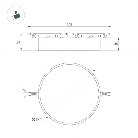 Трековый светильник MAG-MICROCOSM-RONDO-R150-15W Day4000 (BK, 90 deg, 24V) (Arlight, IP20 Металл) 051754