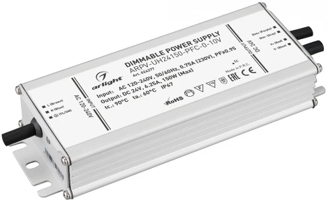Блок питания ARPV-UH24150-PFC-0-10V (24V, 6.3A, 150W) (IP67 Металл) 024277 Arlight ARPV