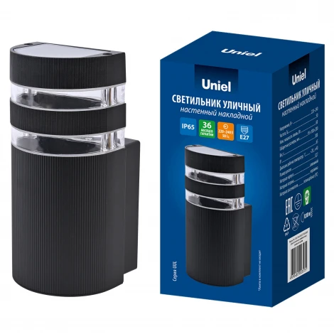 Настенный светильник уличный под лампу Е27 черный Uniel UUL-S15A 60W/E27 IP65 BLACK