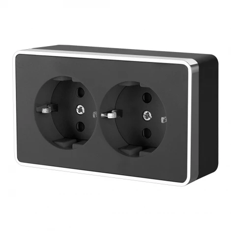 Розетка двойная с заземлением Gallant (черный/хром) Werkel W5072135 (a050977)