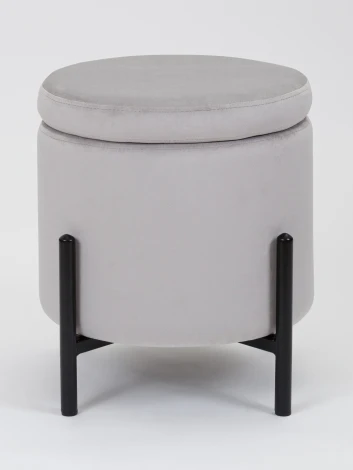 Пуф MyFar Фрэнк с ящиком светло-серый велюр MF1023-1
