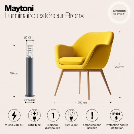 Наземный светильник Maytoni Bronx O576FL-01GR1 (220V, круглые, IP54)