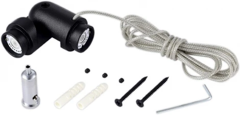 Токопроводящий поворотный коннектор с подвесом и кабелем питания потолочным креплением Donolux Round Line L corner DLR B1 (48V)