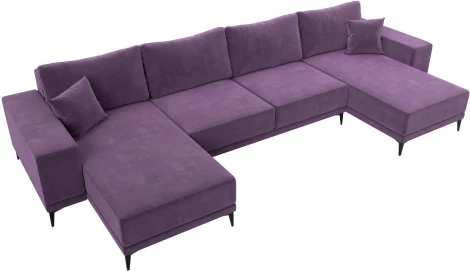 Диван П-образный Льюес (Сиреневый/Микровельвет) Лига Диванов арт.122419