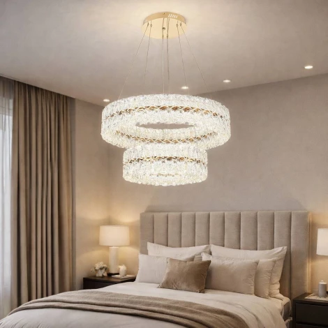 Подвесная люстра светодиодная с пультом с регулировкой цветовой температуры Modelux ML.8185.600.400 GD