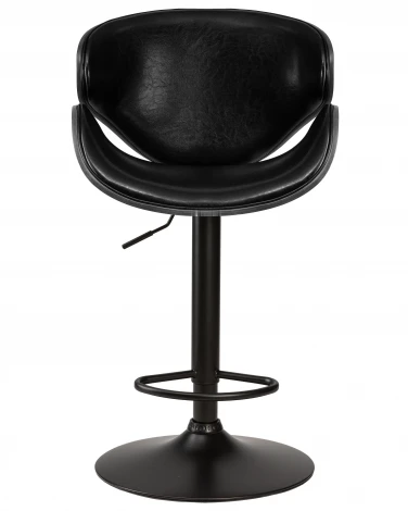 Стул барный DOBRIN KARTER BLACK (коричневый орех дерево (BWW), черный PU) 4905_BlackBase-LMZ BLACK, цвет сиденья PU, каркаса коричневый дерево, основания