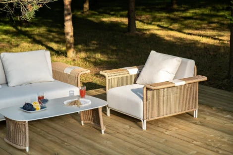 "Мальдивы" лаунж-зона из искусственного ротанга, цвет соломенный 4SIS арт.УТ-00007470