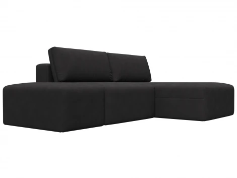 Диван угловой модульный с пуфом Лига-060 НПБ угол универсальный (ЛДСП,Брус,Фанера/Пластик/Замша/Коричневый) Лига Диванов 129690