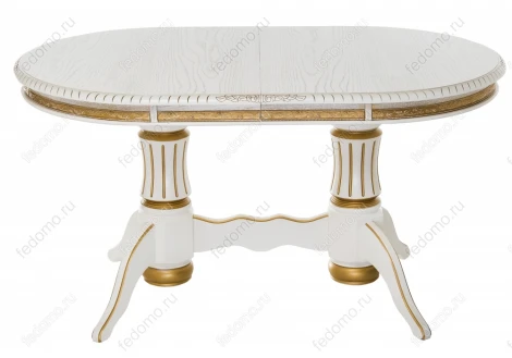 Деревянный стол Woodville Женева молочный с золотой патиной 406085