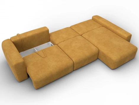 Диван угловой Лига-066 НПБ Лонг угол правый (ЛДСП,Фанера,Брус,Велюр/Желтый) Лига Диванов 131216