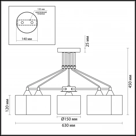Потолочная люстра Lumion Odri 3412/5