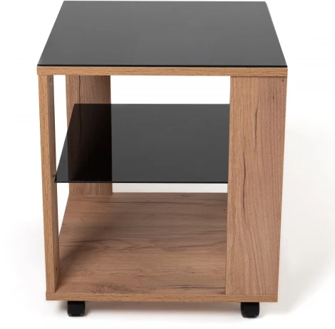 Стол журнальный BeautyStyle 6 дуб крафт золотой/стекло черное Mebelik арт.009385