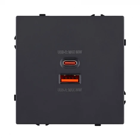 Розетка USB A+C 65W черный матовый Kollinger Eclipse EC-024BK