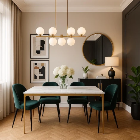 Стол обеденный Камео DT-3001, 140х80х76 см, белый мрамор (Статуарио)