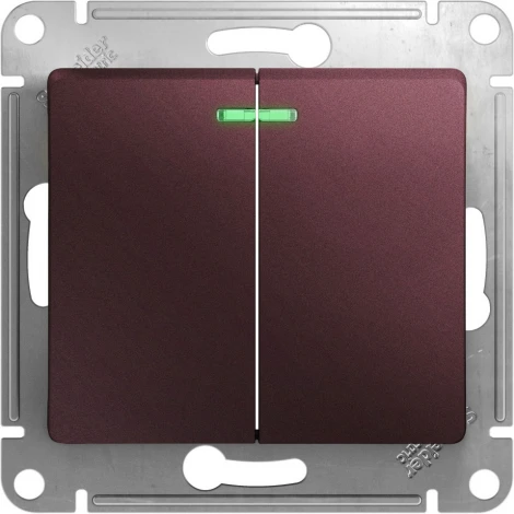 Выключатель встраиваемый двухклавишный с подсветкой (баклажановый) Systeme Electric Glossa GSL001153
