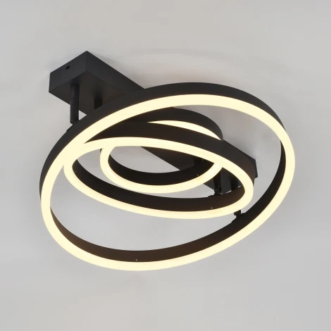 Потолочная люстра светодиодная с таймером Escada Enke 10266/3LED 80Вт, с ПДУ, металл/акрил, черный (220V, кольцо)